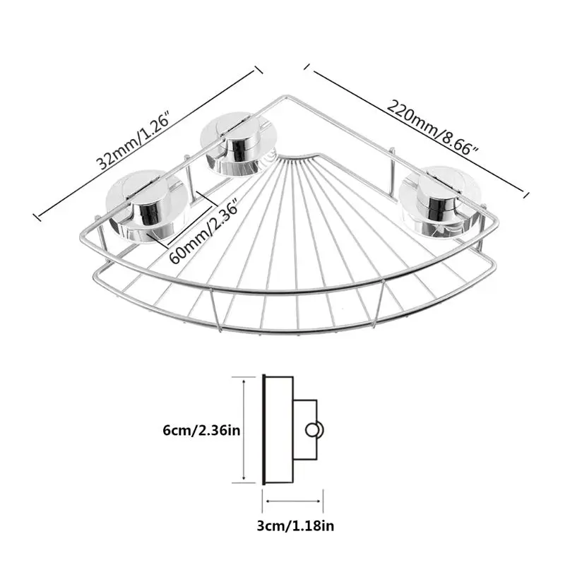 Бесшовные всасывания чашка-держатель Ванная комната Кухня Нержавеющая сталь настенный штатив корзина для хранения, сильная присоска, Треугольники стеллаж для выставки товаров