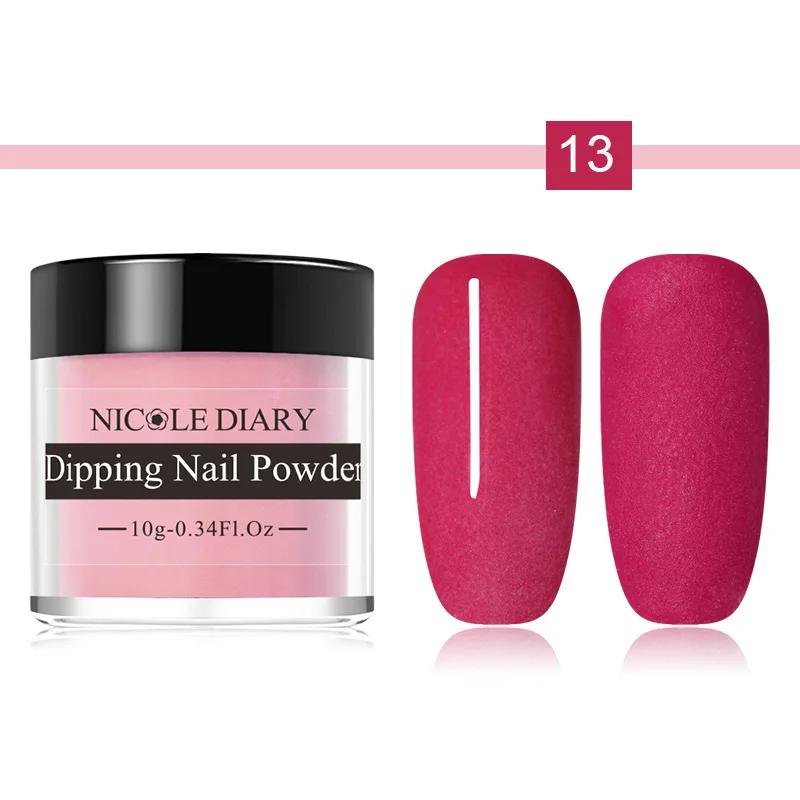 NICOLE DAIRY Dipping Nail Powder Natural Dry Without Lamp Cure Dip Nails Powder Gel Nail Glitter Powder for Nail Art Decoration - Цвет: Color 13