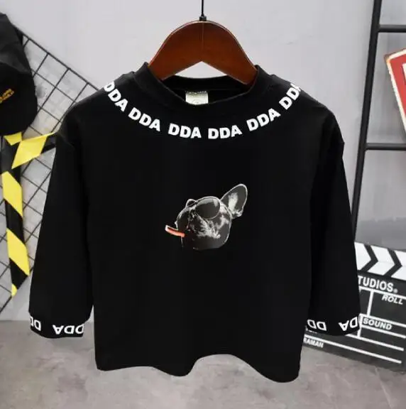 Kids Clothes New Boy Clothing Sets boys Letter Denim jacket+ T-shirt+ jeans 3PCS Sets Boys Clothes Children Clothes 2-6years - Цвет: black t-shirt