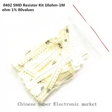 2000 pces 0402 smd resistor kit sortido 10ohm-1m ohm 1% 80 valuesx 25 pces = 2000 pces amostra kit