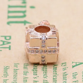 

Original 925 Sterling Silver Bead Rose Gold Christmas Gift Box With Beads Fit Pandora Women Bracelet & Necklace Diy Jewelry