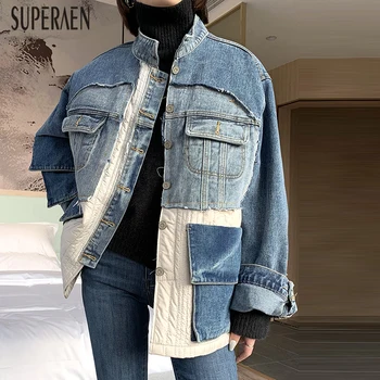 

SuperAen Fashion Women's Denim Jackets Spring and Autumn New 2020 Ladies Jackets Wild Single Breasted Casual Women Clothing