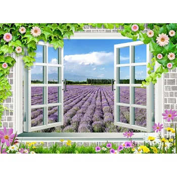 

5D DIY Full Square Round Drill Diamond Painting Scenery Flower Outside Window Cross Stitch 3d Daimond Mosaic Wedding Decoration