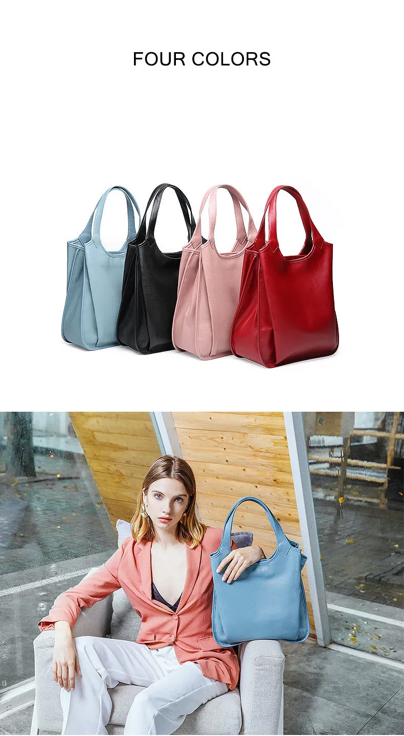 Новый дизайн сумка-мешок 100% натуральная кожа модная женская сумка на плечо большая емкость повседневная хозяйственная сумка черная сумка
