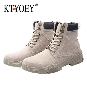 

Men Spring Autumn Leather Boots Large Size Comfortable Fashion Martin Boots Rubber Sole Male's Casual Shoes 6006