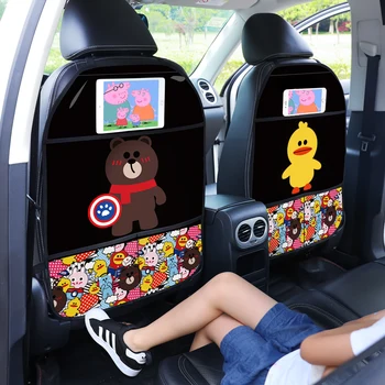 

Cute Cartoon Car Seat Kid Protector Multifunction Auto Seat Cover Children Baby Anti Kick Mat Storage Bag Waterproof Universal