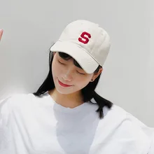Summer Korean Version S Embroidered Soft Top Baseball Hat Women Vintage Casual Couple Duck Tongue Hat Curved Eaves Adjustable