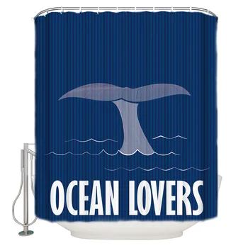 

Marine Series Whale Tail Enthusiasts Shower Curtain Waterproof Bathroom Curtain