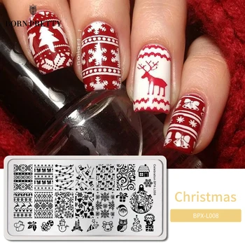 

BORN PRETTY Christmas Nail Stamping Plates 12*6cm Image Rectangle Stainless Steel Stamp Templates Celebration BPX-L008