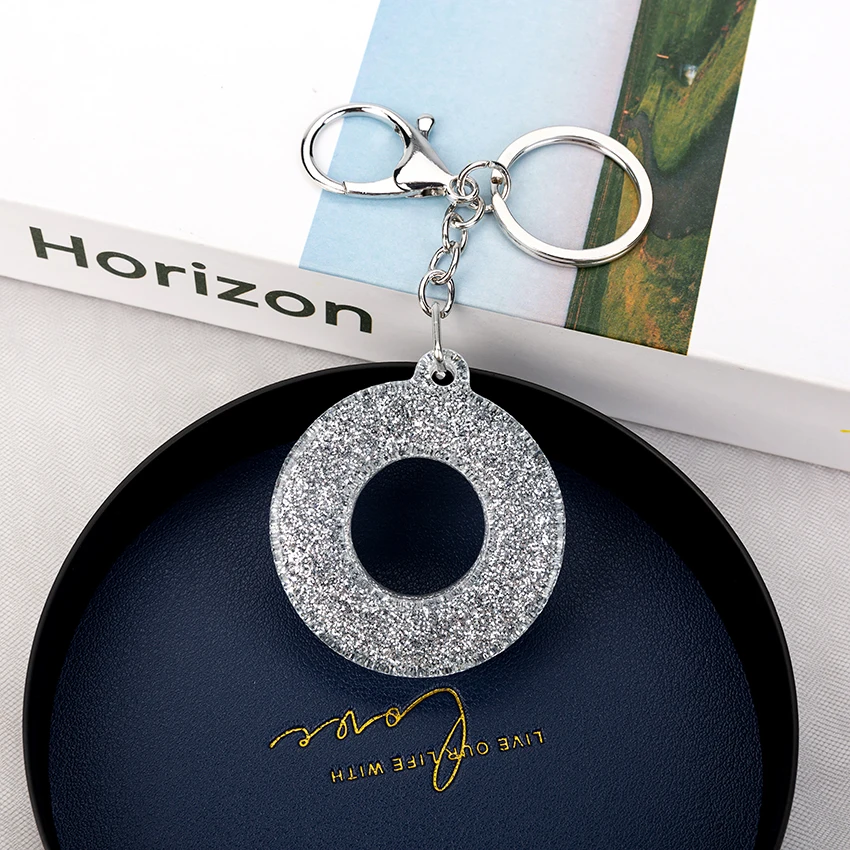1PC Women Keychains  Handbag  Car Pendants 26 English Letter Keyring  Charms   Glitter Resin Word