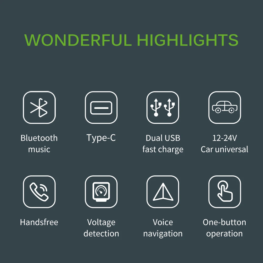 Автомобильный MP3-плеер, fm-передатчик, Bluetooth, гарнитура, музыкальный плеер, fm-модулятор, двойной usb type-c, поддержка TF карты, аудио приемник