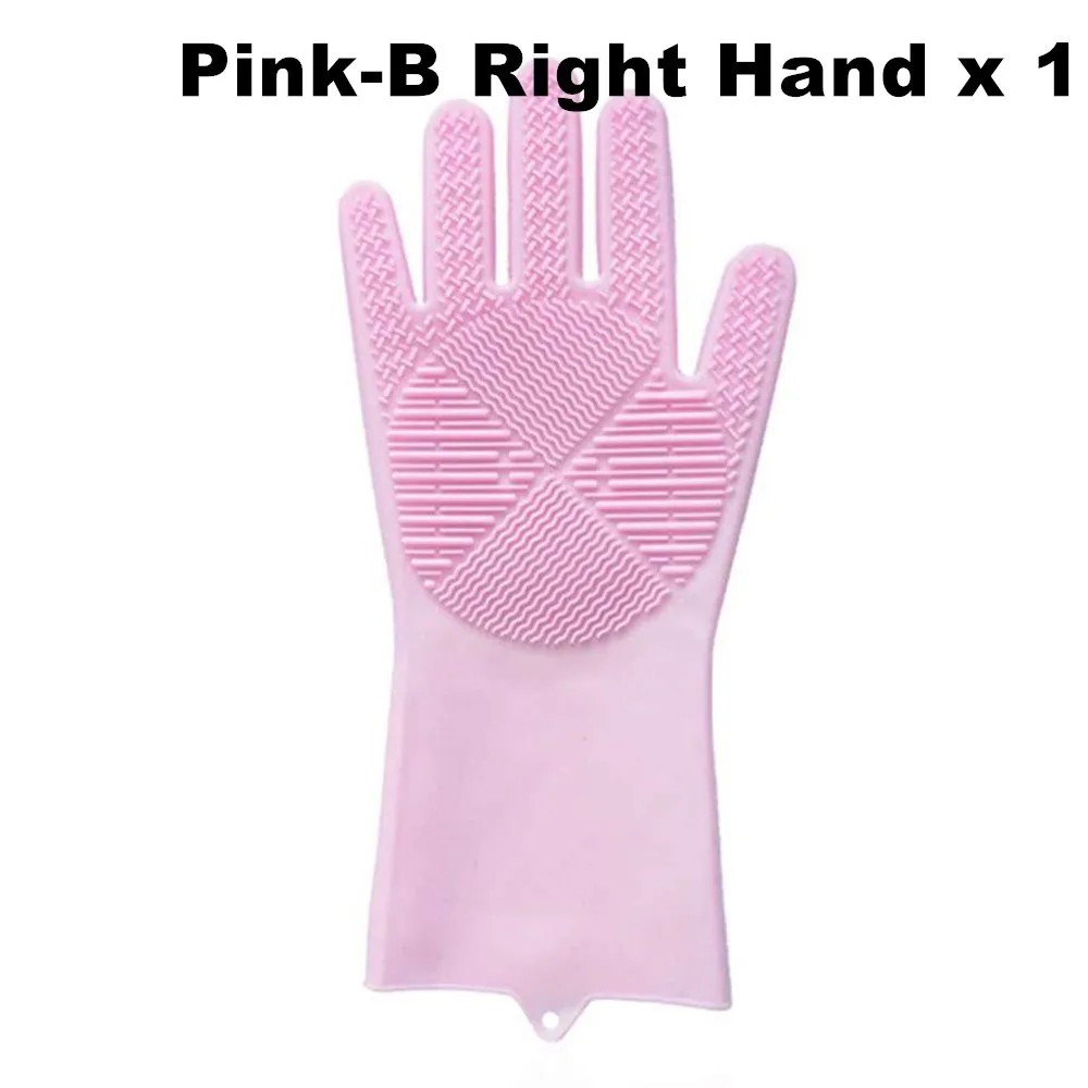 Силиконовые перчатки для мытья посуды волшебный, резиновый очистки перчатки многоразовые тип стирки перчатки для Кухня, Ванная комната, домашних животных, автомобиль(розовый - Цвет: Pink B Right x 1