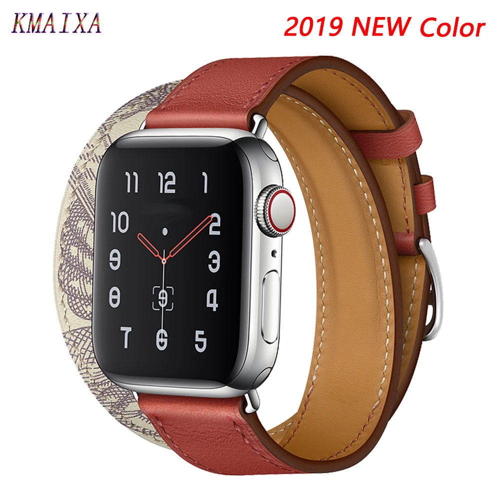 Кожаный ремешок для apple watch 5 4 band 44 мм 40 iwatch series 3 2 correa 42 двойной тур Браслет