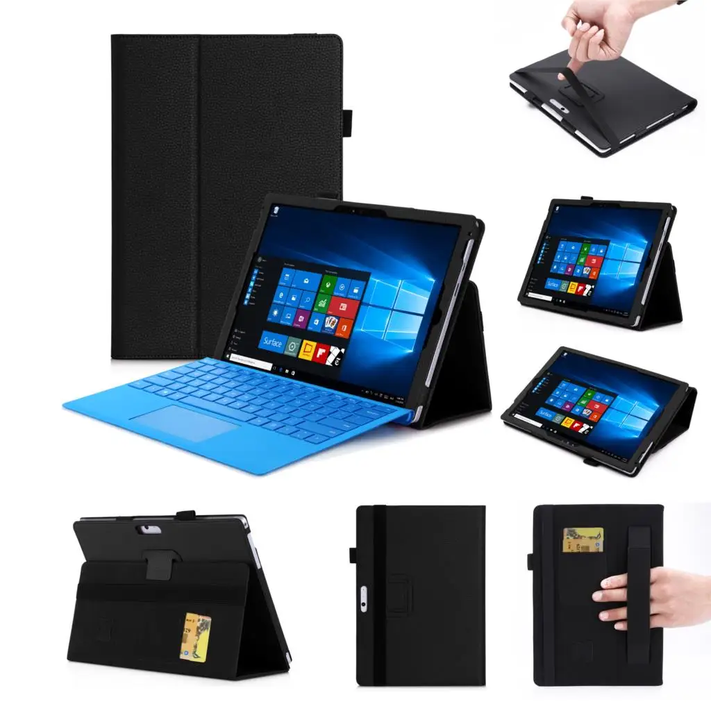 

Luxury Full Protection Flip Stand Card Slots Folio Protective Case For Microsoft Surface Pro 3/4/5/6/7 12.3" Tablet cover