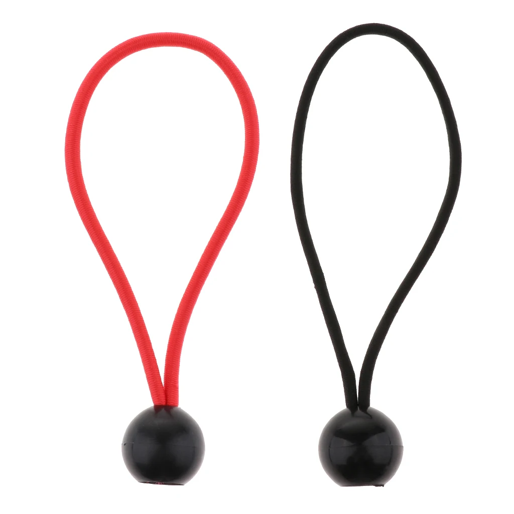 2 Pieces 5.5 inch Heavy Duty Ball Bungee Canopy Tarp Tie Down Cord Photography Ball Head Fixed Accessory, Black+Red