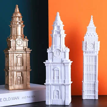 

London building model resin ornaments British Big Ben St Paul's Cathedral sculpture crafts retro home decorations Desktop decor