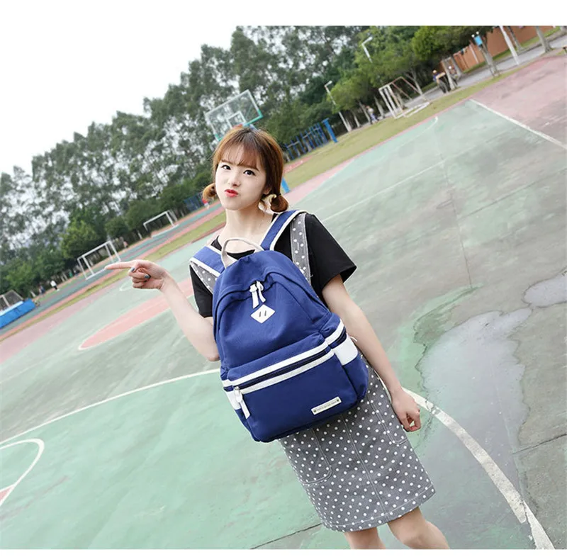 School Bag Stripes Canvas Backpack Schoolbags Stylish Students School Backpack For Girls Travel Bags Laptop backpack
