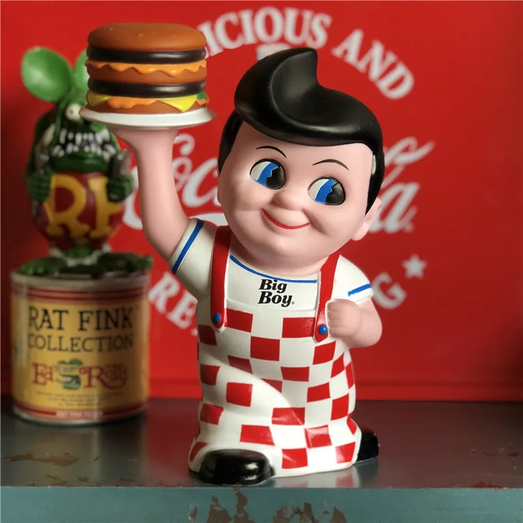 Bob's Big Boy Toys B-BOY Hamburger Piggy Bank Coin Box Toys Vogue America Classic Cartoon  Resin Action Figure In New Box gift