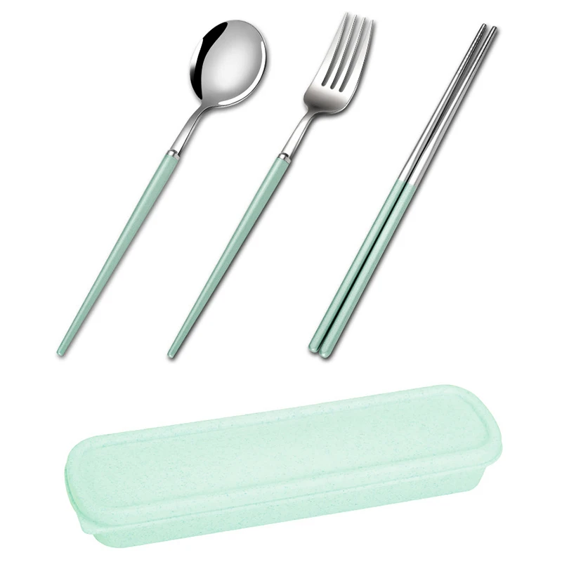 

Spoon Suit Tableware Three Piece Set Adult 304 Stainless Steel Fork Student Lovely Chopsticks Box