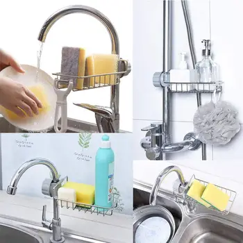 

Iron Wire Faucet Clip Sink Dishcloth Towel Drain Shelf Hanging Storage Rack Kitchen Sponge Holder Draining Rack