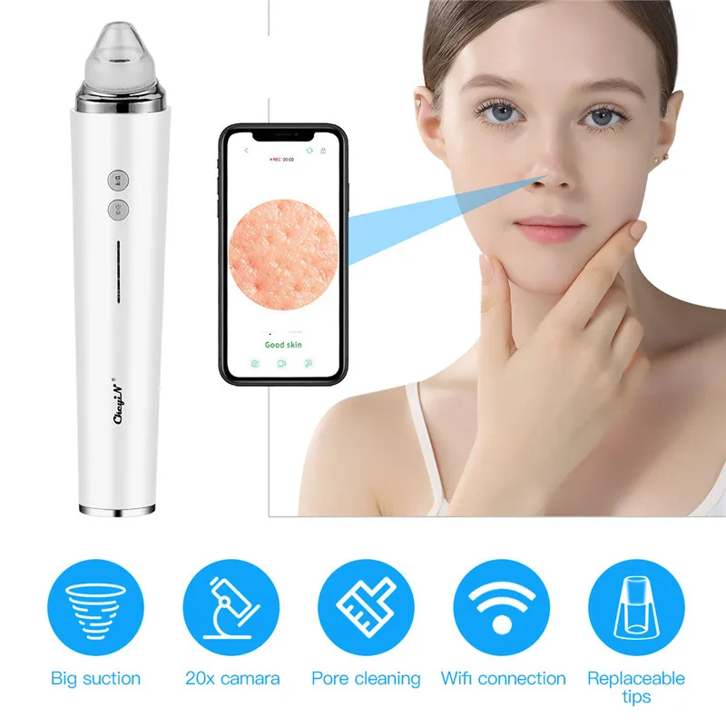Extrator de Vácuo Cuidados com a Pele Ponto Removedor Elétrico Noir Blackhead Ferramenta Manchas Pretas Poros Cleaner Facial Telefone Máquina Legível 49 7 profundo remoção espinha com 6 cabeças ferramenta