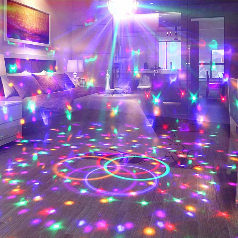 Хрустальный шар с дистанционным управлением Bluetooth, 9 цветов, светодиодный диско-шар, Вечерние огни, звуковая активация, DJ, сценические огни для дня рождения, вечерние