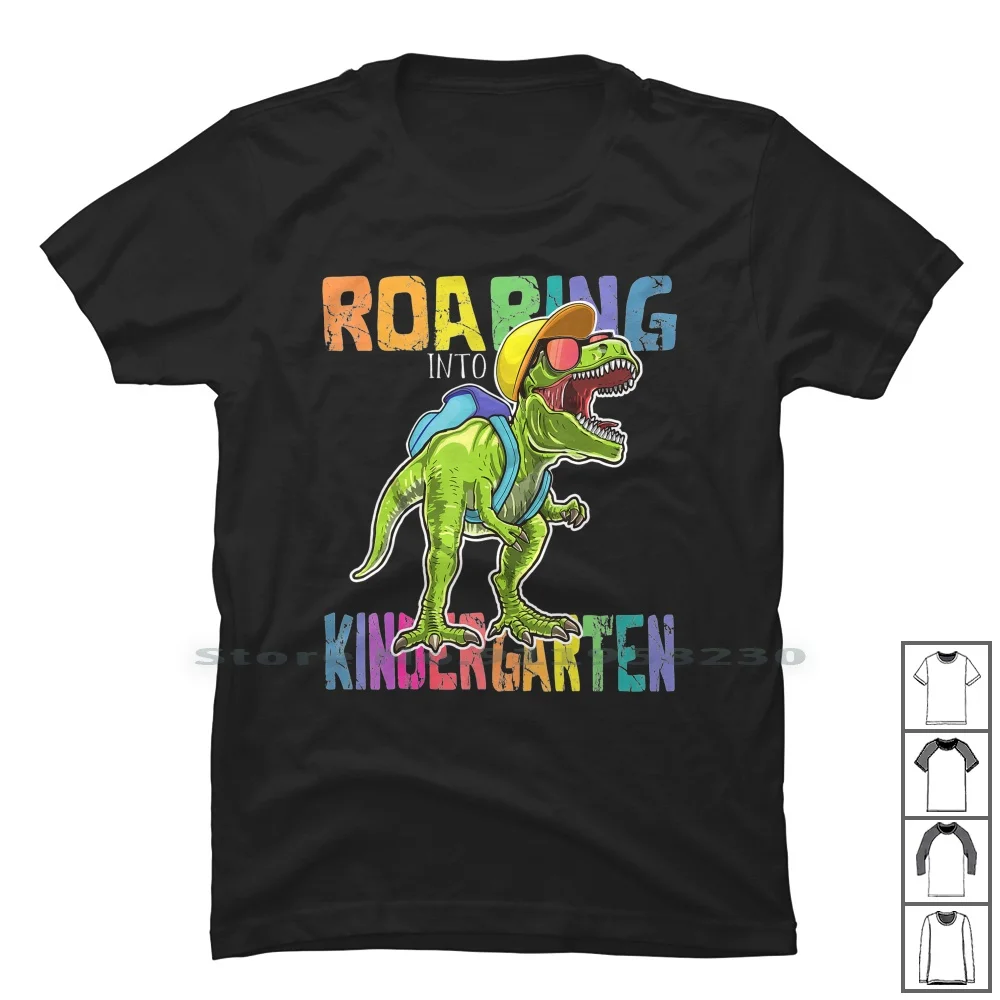 Roaring Kindergarten Dinosaur T Rex Back To School T Shirt 100% Cotone Kindergarten Dinosaur Ruggito Ring Kind Dino Back Ten Rex