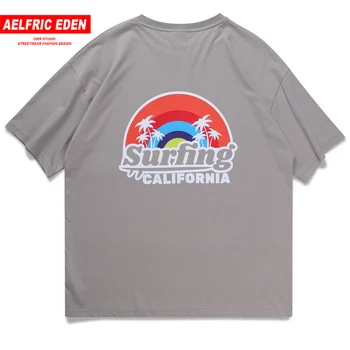 

Aelfric Eden 2020 Summer Hip Hop Skateboards Streetwear Tops Tee Rainbow Coconut Print Men Women T Shirt O-Neck Cotton Cartoon