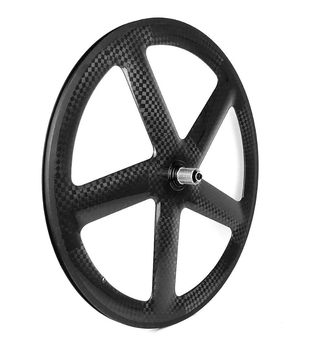 700C full carbon wheels front 3-spokes rear 5-spokes track/road bike 12k glossy wheelset clincher/ tubular carbon wheels