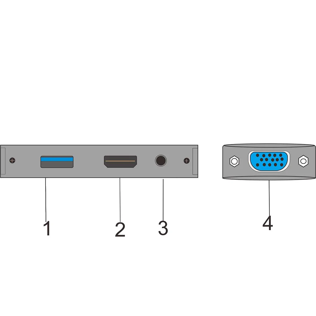USB 2,0 к HD адаптер из алюминиевого сплава ноутбук 4K 1080P type-C к HD VGA аудио-видео кабель конвертер