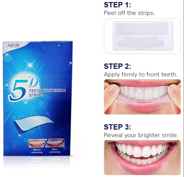 MJ 5D Gel Teeth Whitening Strips Oral Hygiene Care Double Elastic Tooth Bleaching Strips False Teeth
