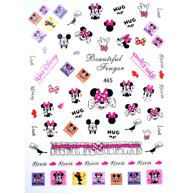1PCS Disney Cartoon Anime Collection Star Design Nail Sticker Mickey Mouse Donald Duck Lion King Mermaid Stitch Nail Slider DD465