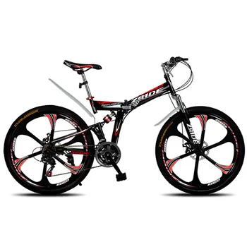 Best Mountain Bike 26 Inch 21/24/27/30 Speed 6 Knife Folding Mountain Bicycle Double Disc Brake 2019 New Suitable For Adults