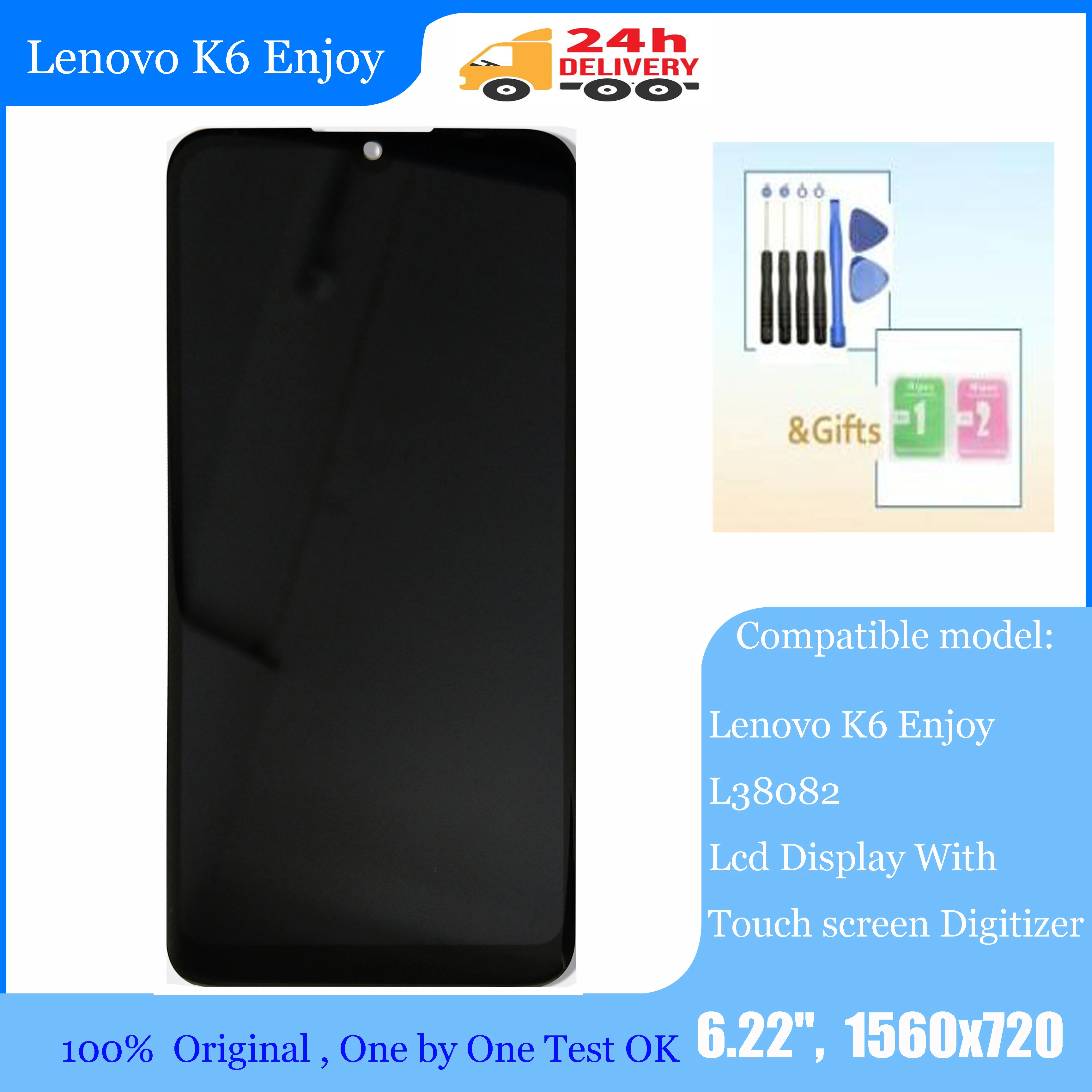 Новый сенсорный экран 6 22 дюйма для Lenovo K6 Enjoy L38082 с ЖК-дисплеем | Мобильные телефоны