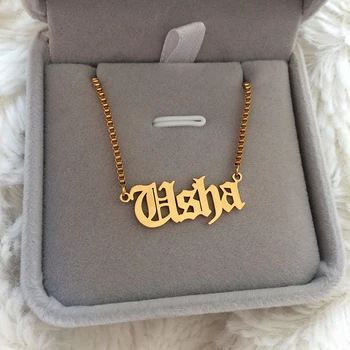 

Stainless Steel Box Chain Personalized Old English Name Necklaces Handmade Custom Number Birth Year Charm Jewelry Wedding Gifts