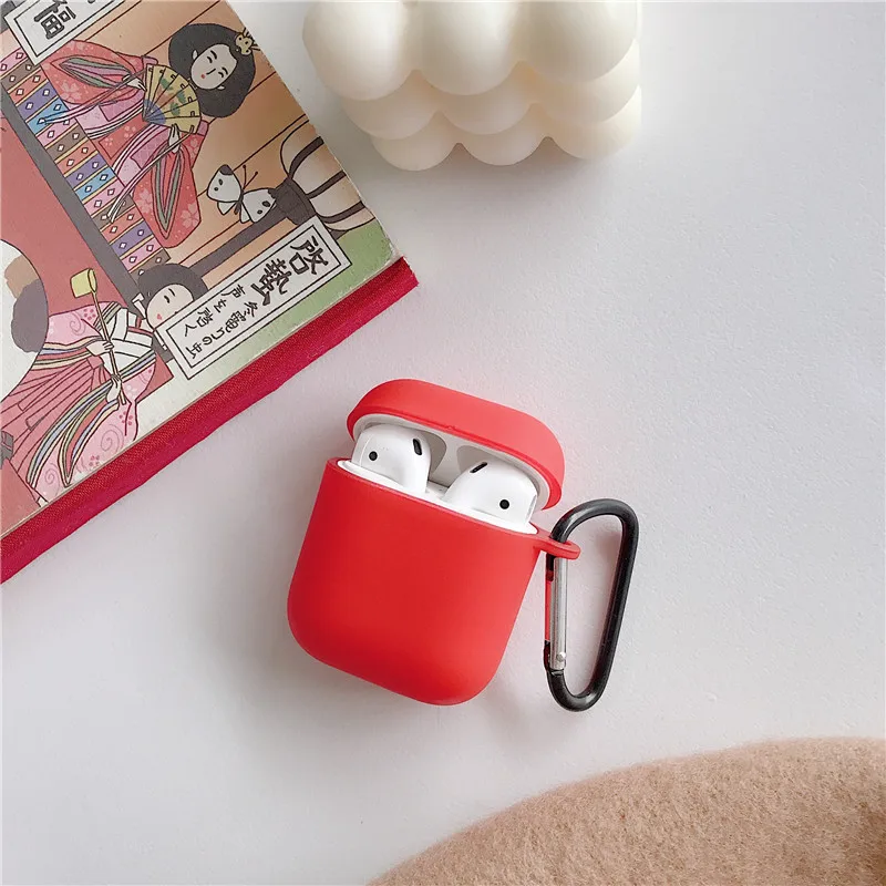 Мягкий силиконовый чехол для Airpods, противоударный чехол для Apple AirPods 1, 2, беспроводной чехол для наушников, защитный чехол для Air Pods - Цвет: Red