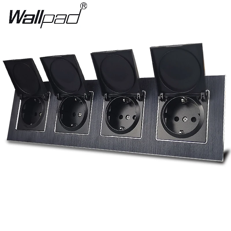 4 способа ЕС штепсельные корпусные розетки Wallpad 110V-240V металла Алюминий рамка 16A
