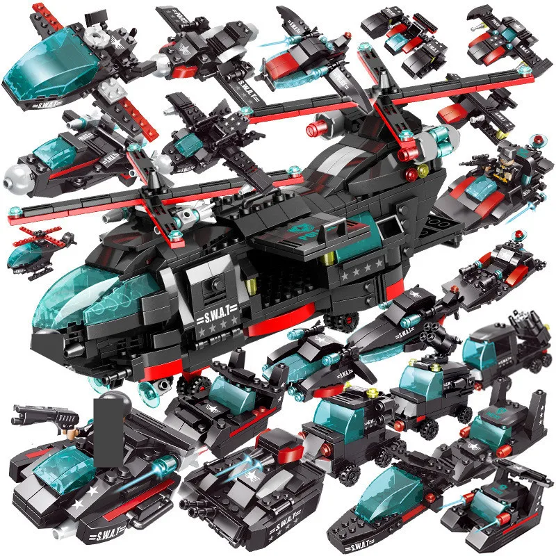 

679Pcs Military CH-47 Helicopter Chinook Army Soldier Model Building Blocks Sets Brinquedos Bricks Educational Toys for Children