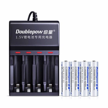 

4PCS High power 1.5v 1000mWh AAA rechargeable lithium battery microphone camera lithium battery + 4 slot smart charger