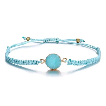 

Europe And America New Style Circle Handmade Woven Hand Strap Creative Retro Simple Inlaid Crystal Bracelet