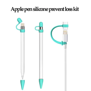 

For Apple Pencil Cap Holder / Nib Cover / Cable Adapter Tether for iPad Pro Pencil Silicone Case Cover 3 in 1 Stylus accessories
