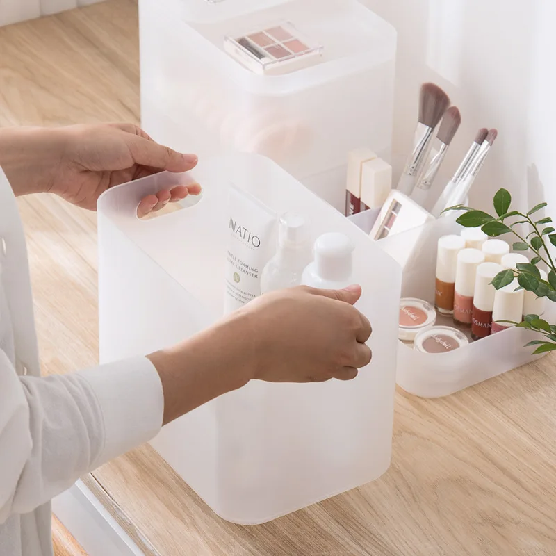 Japan Desk Storage Organizer Box Frosted Transparent Free Combination Cosmetic Make Up Multifunction Table Accessories |