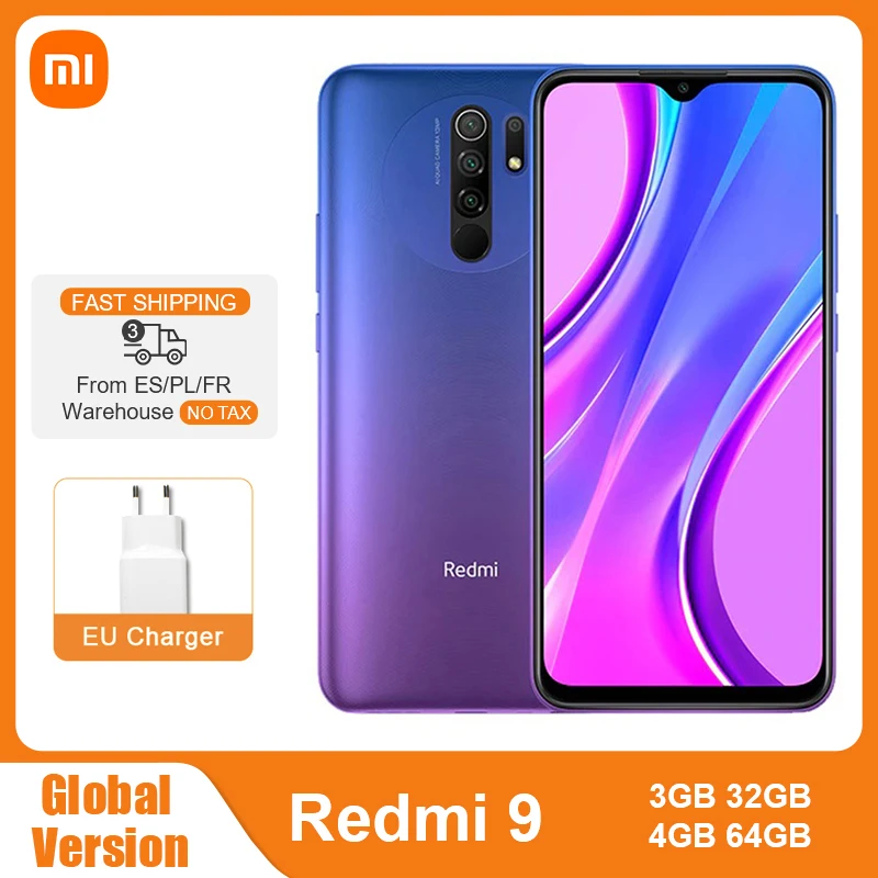 Versión Global Xiaomi Redmi 9 3GB 32GB / 4GB 64GB teléfono inteligente Helio G80 Octa Core 13MP Quad Cámara 6,53 FHD + 5020mAh