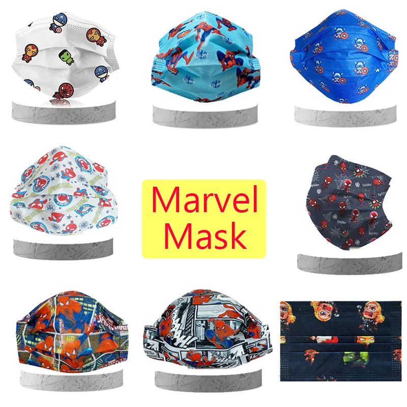 100Pcs Disney Marvel Masks Avengers Iron Man Spiderman Adult Mouth Masques Cartoon Children Disposable Anime Mascara Kids Mask | Аксессуары