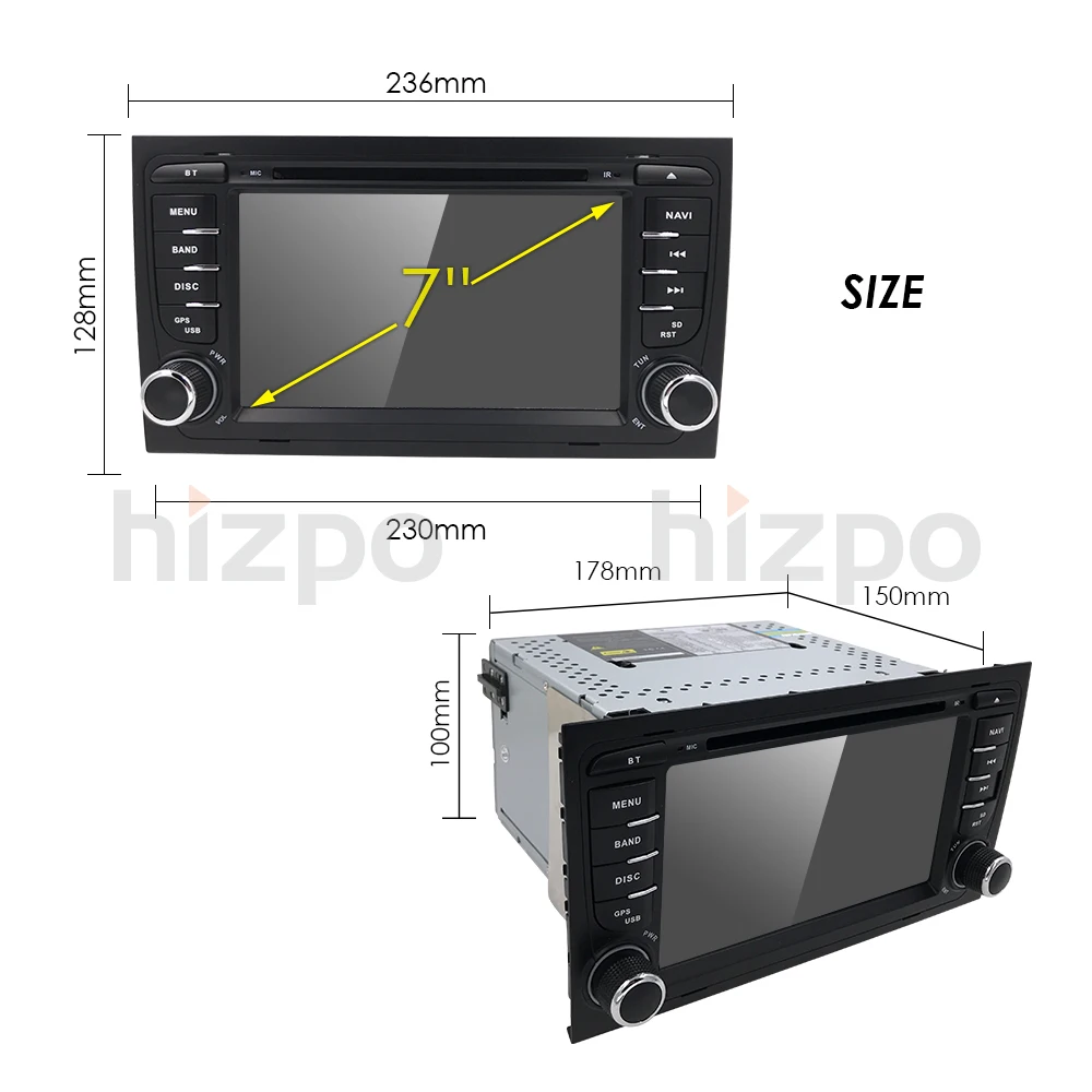 Cheap Hizpo Android 9.0 Double Din Car DVD GPS Player For Audi A4 S4 B7 Canbus Radio GPS Bluetooth 1080P 4G USB Host Ipod Map TPMS DVR 30