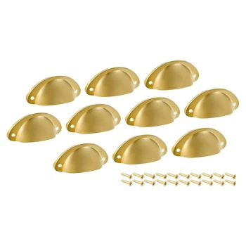 

Cup Drawer Pull Kitchen Cabinet Handle Gold Tone, 66mm Hole Centers, 10 Pack