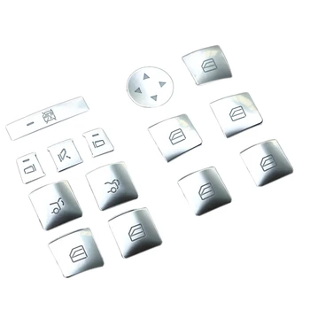 

14Pcs/Set Car Silver Window Glass Lift Switch Button Sticker Internal Decoration Accessories for Tesla Model 3 X