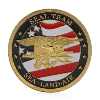 

Sea Land Air Seal Team Gold Plated Commemorative Challenge Coin Token Art Gift Y4UB