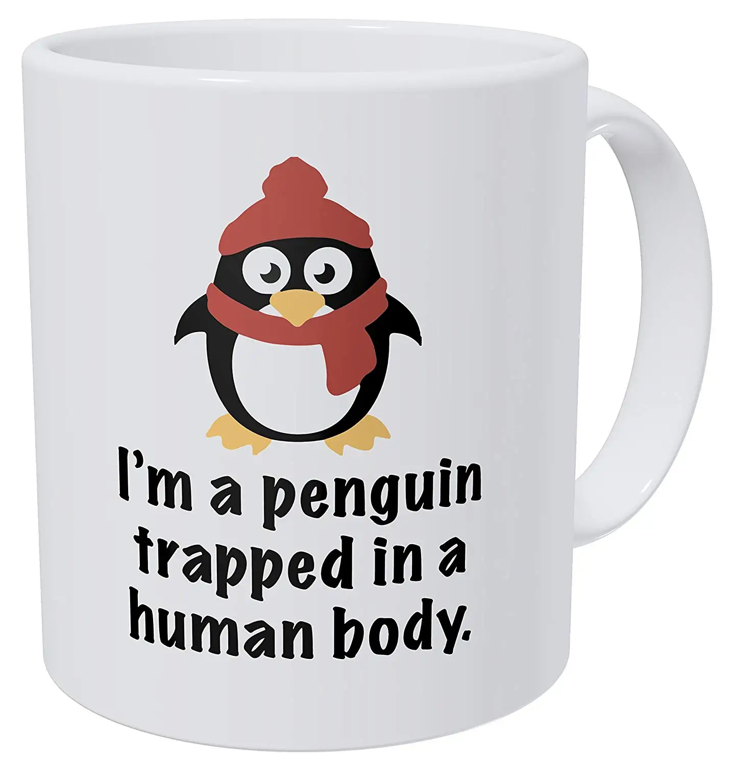 Забавная кофейная кружка I'm A Penguin In Human Body Red 11 унций | Дом и сад