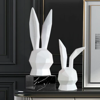 

Resin Decoration Nordic Rabbit Figurine Art Living Room Ornaments Bedroom Garden Accessories Home Décor Sculpture Animal Figures